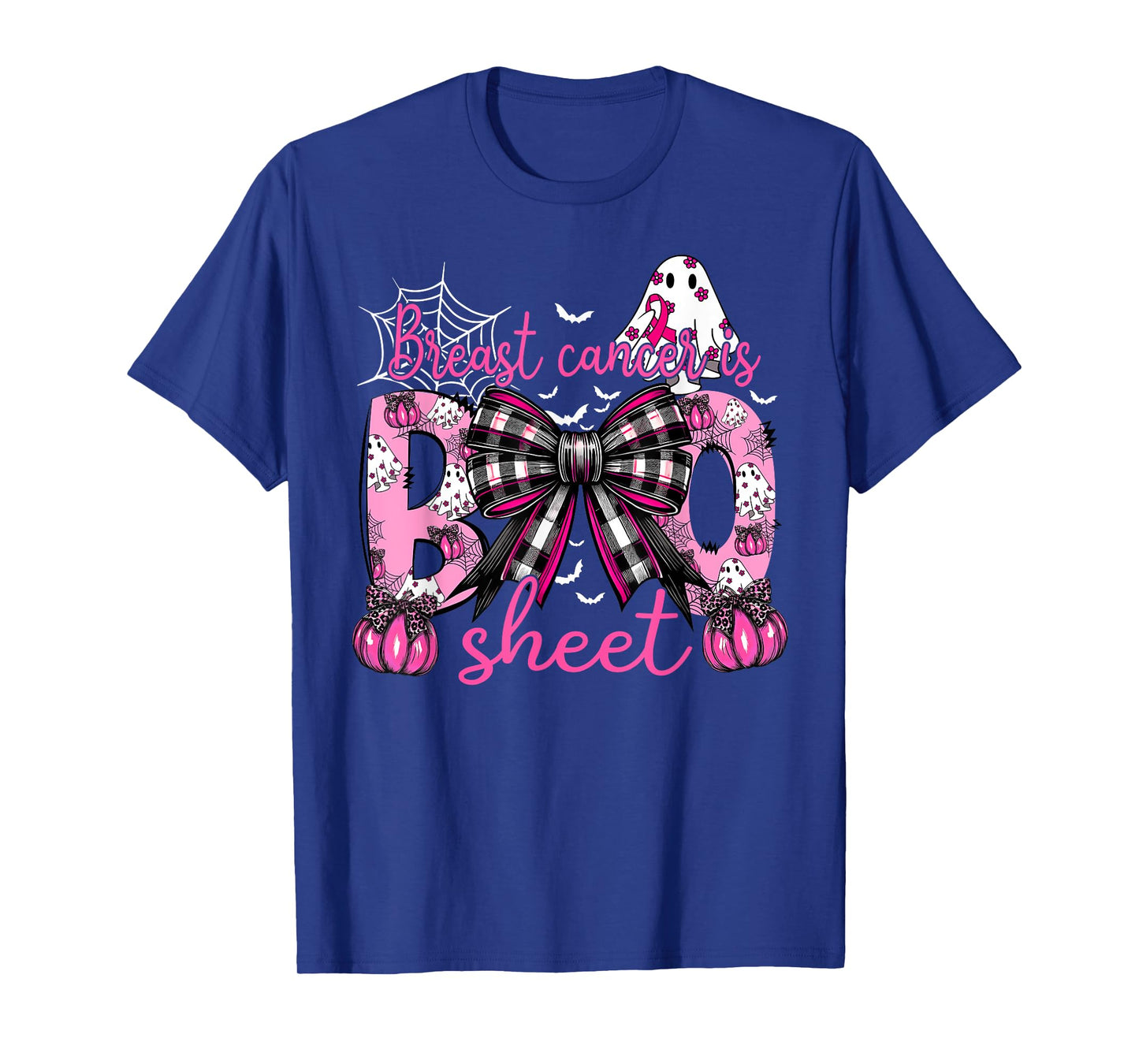 Pink Breast Cancer Is Boo Sheet Coquette Bow Ghost Halloween T-Shirt