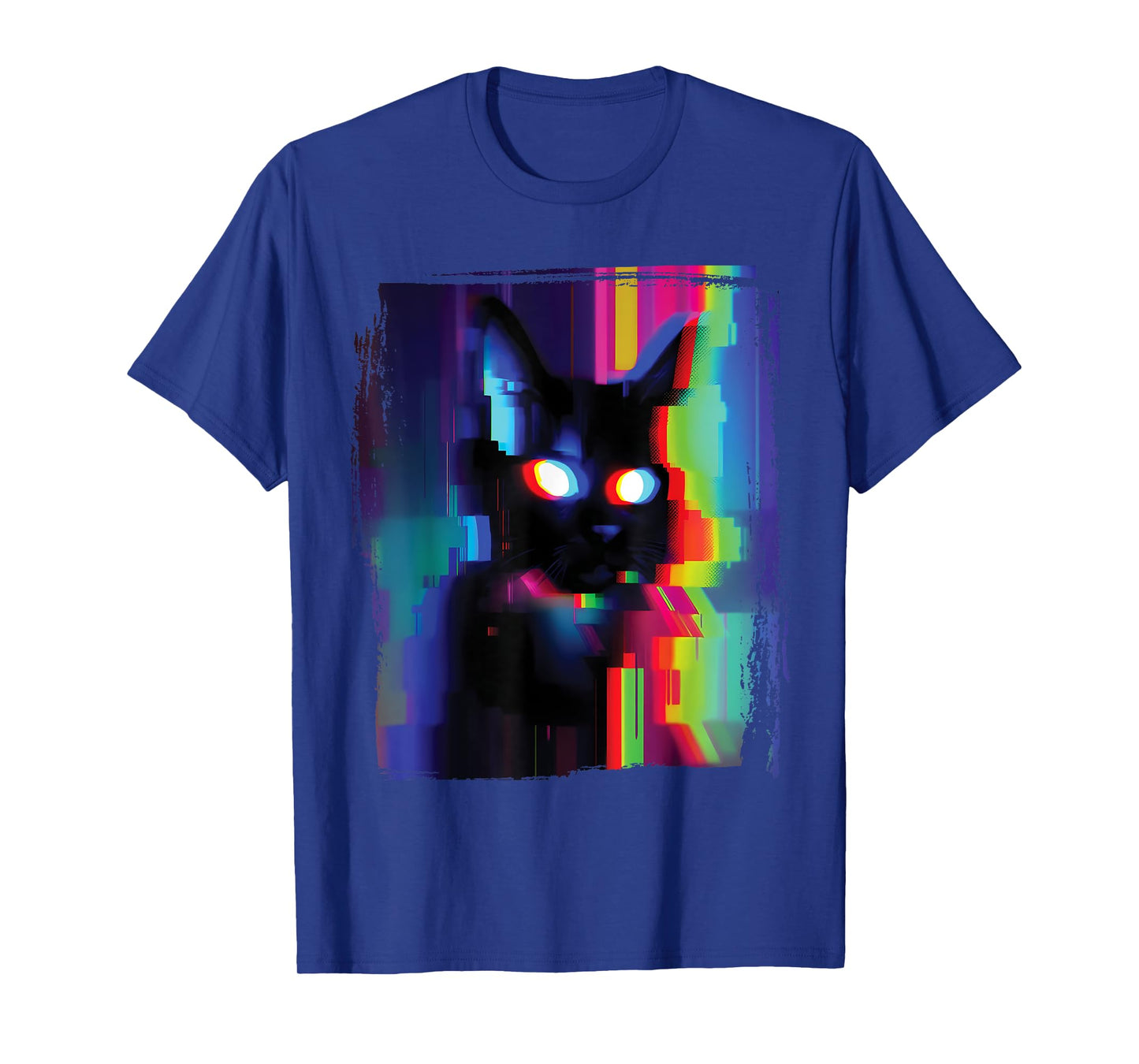 Glitch Psychedelic Weirdcore Cat Vaporwave Trippy T-Shirt for Men Women