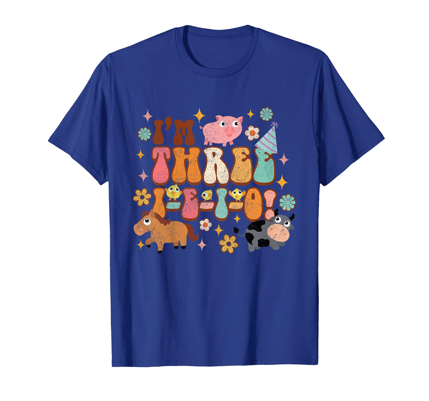 Kids I'm Three I E I O Country Farm Birthday 3rd Birthday Party T-Shirt