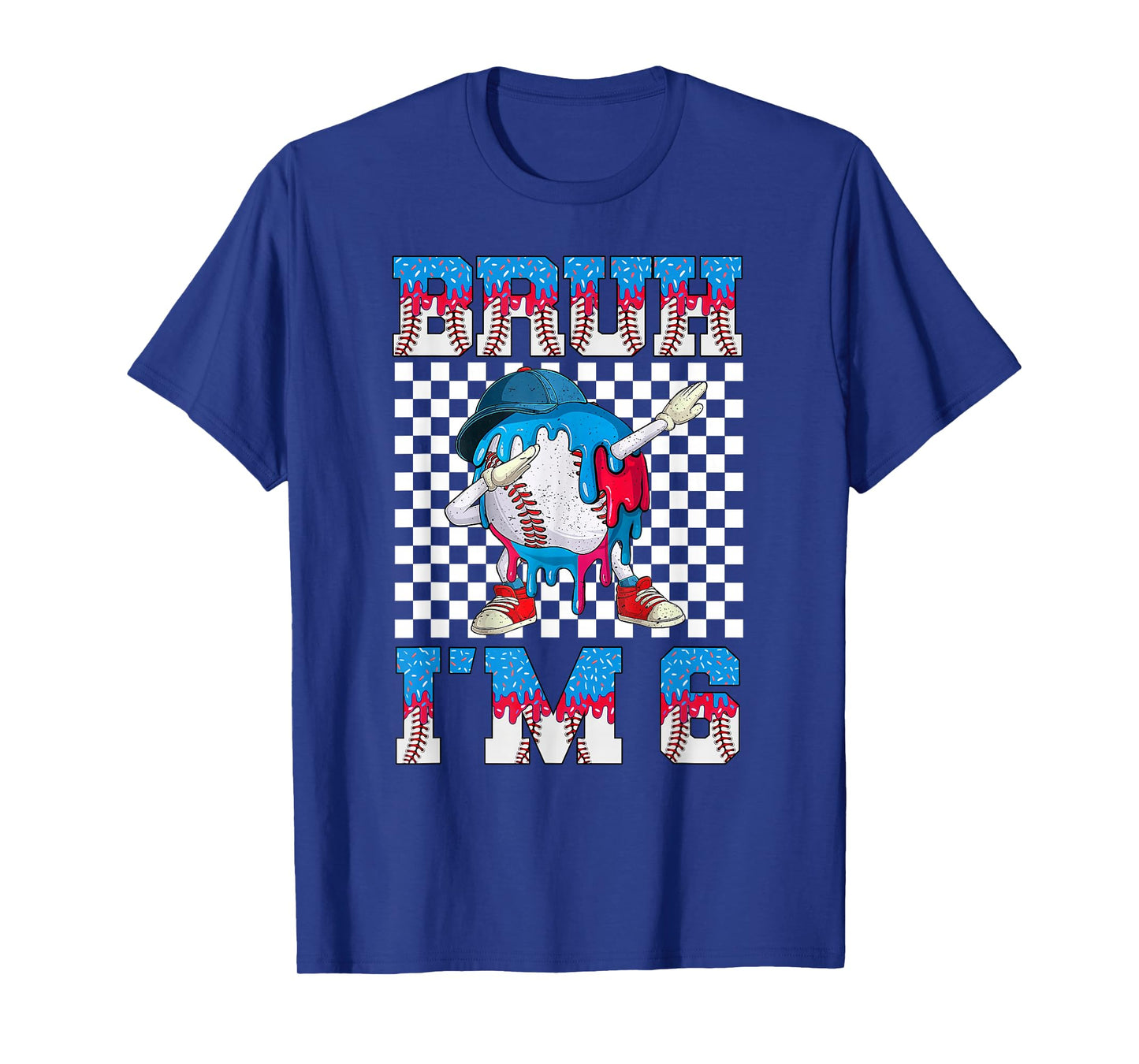 Bruh I'm 6th Birthday Boy Baseball Drip Ice Cream 6 Year Old T-Shirt