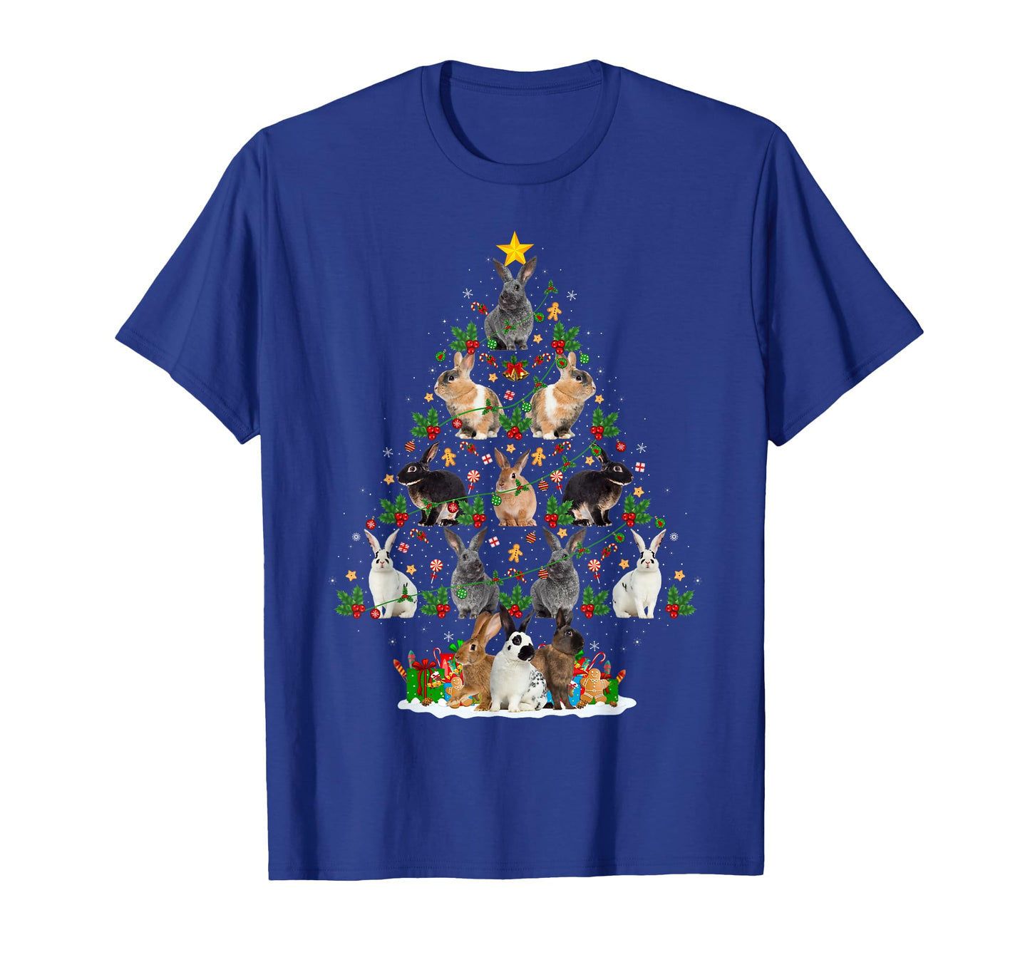 Bunny Rabbit Christmas Tree Lights Decor Pet Animals Xmas T-Shirt