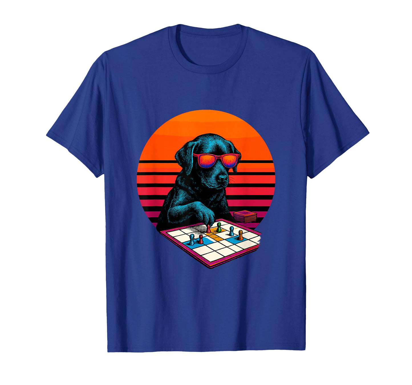 Retro Dog with Board Games Playing Tabletop Gamer T-Shirt