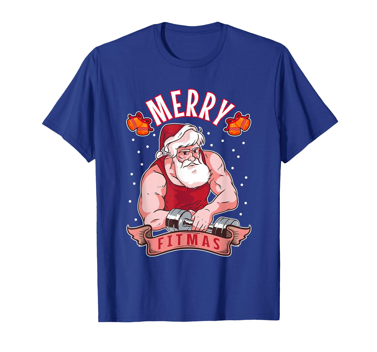 Fitness Christmas exercise fit barbell gym cool Santa Claus T-Shirt