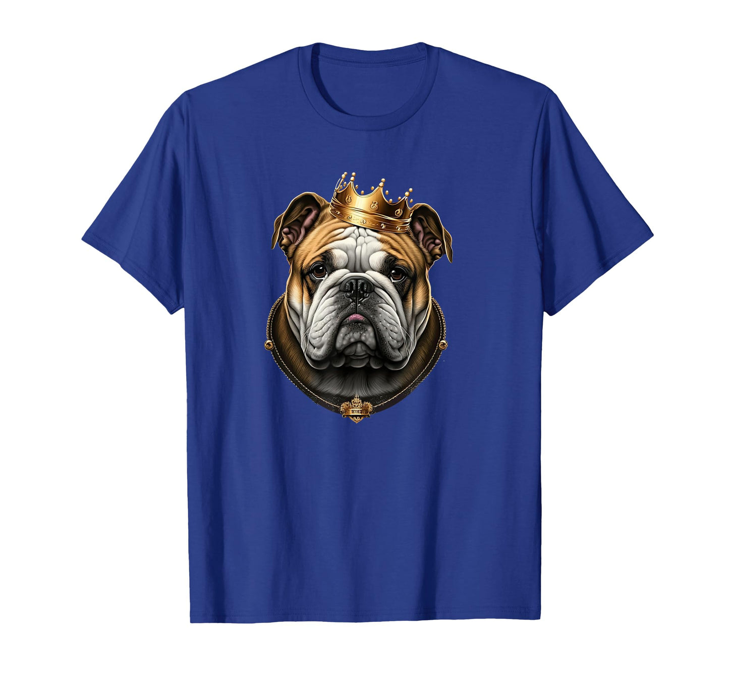 Funny Bulldog Dog With Golden Crown Men Women Girls Kids T-Shirt