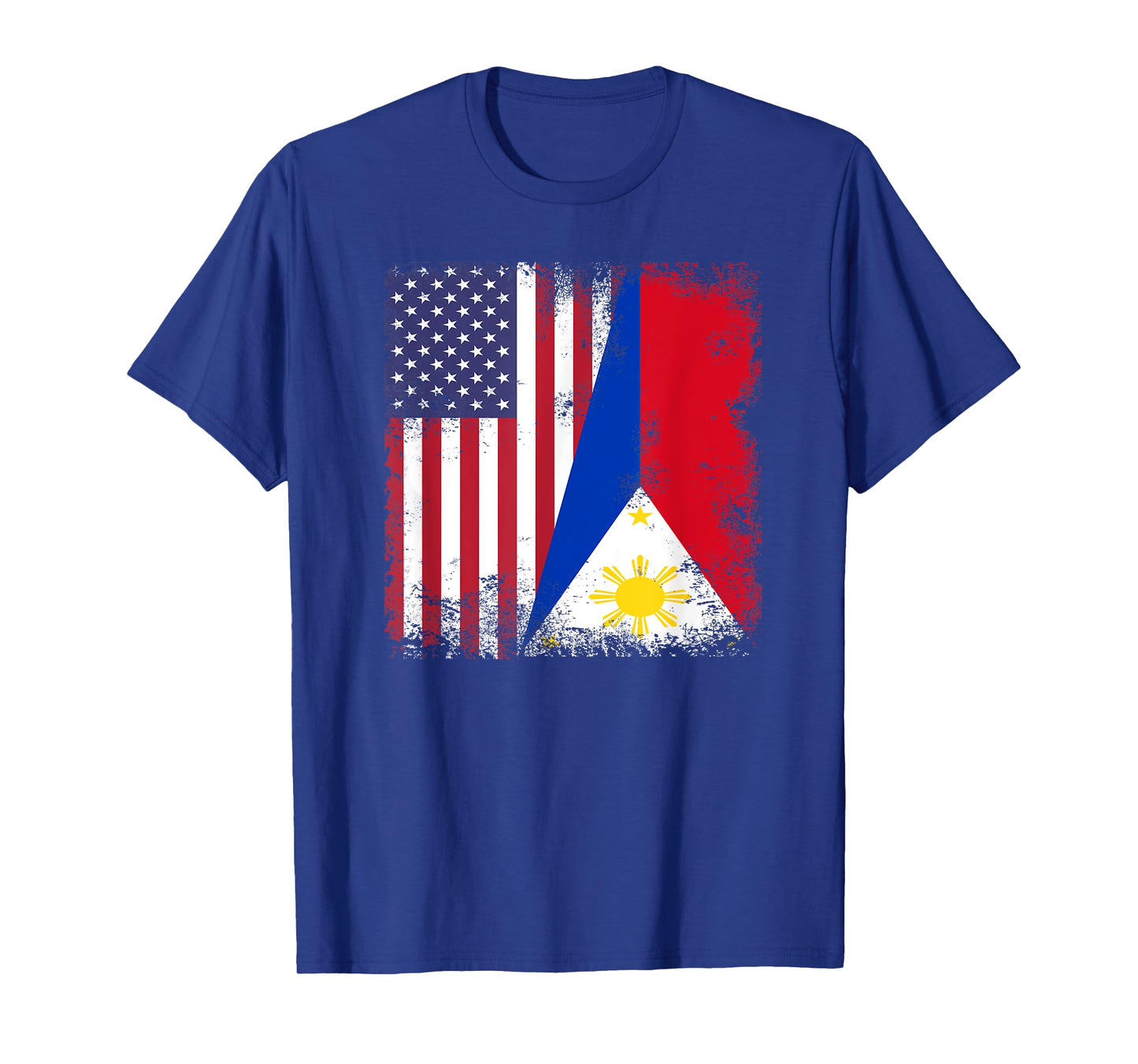 Half Filipino Flag T-Shirt | Vintage Philippines USA Gift T-Shirt