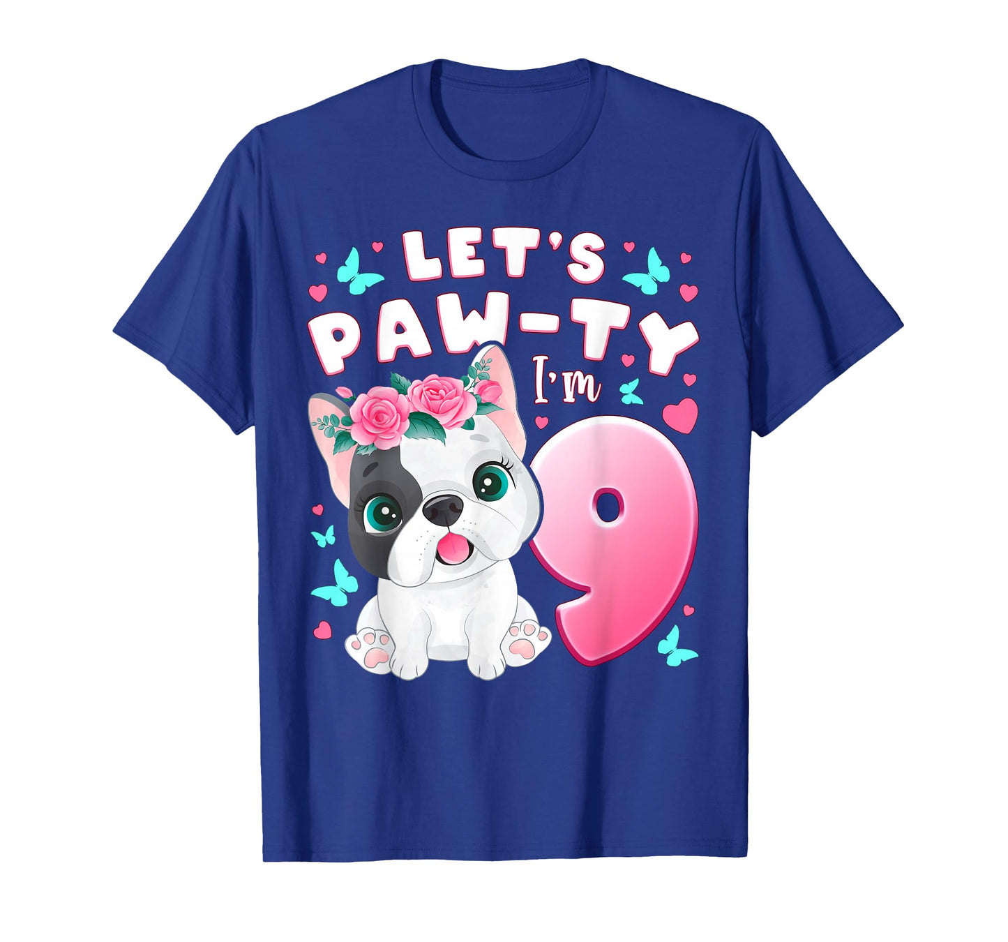 9th Birthday Girl 9 Years Dog Puppy Number 9 T-Shirt