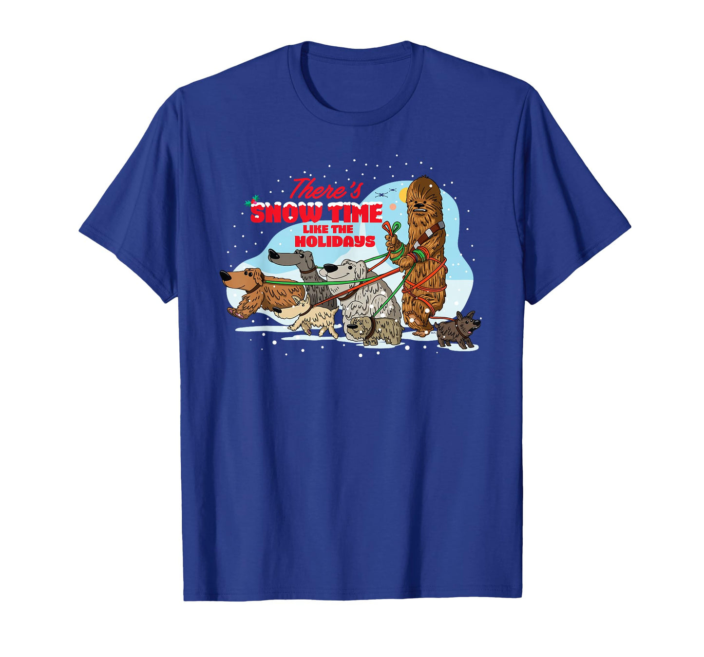 Star Wars Holiday Chewbacca Dog Walker Snow Funny Christmas T-Shirt