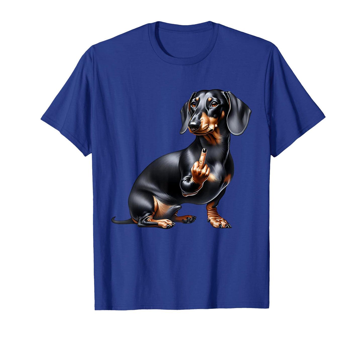 Black Dachshund With Middle Finger T-Shirt