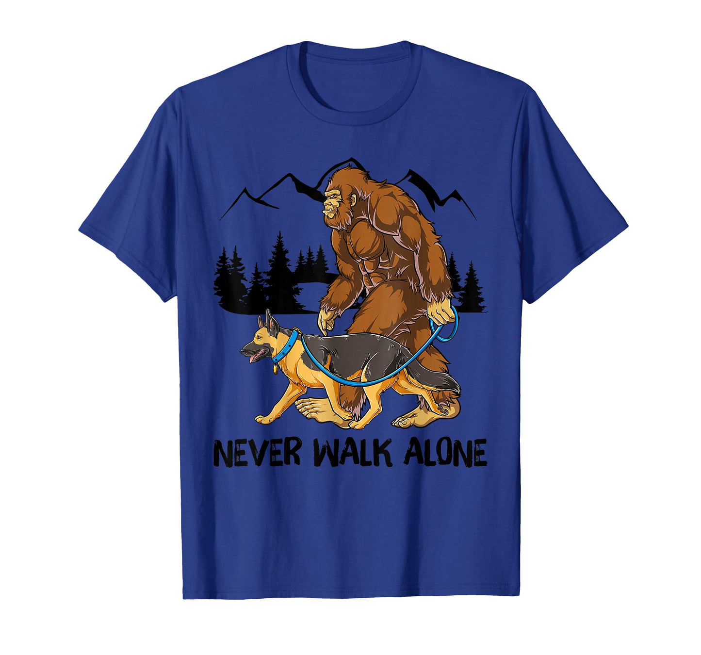 Bigfoot German Shepherd Dog Walk Funny Sasquatch Lovers T-Shirt