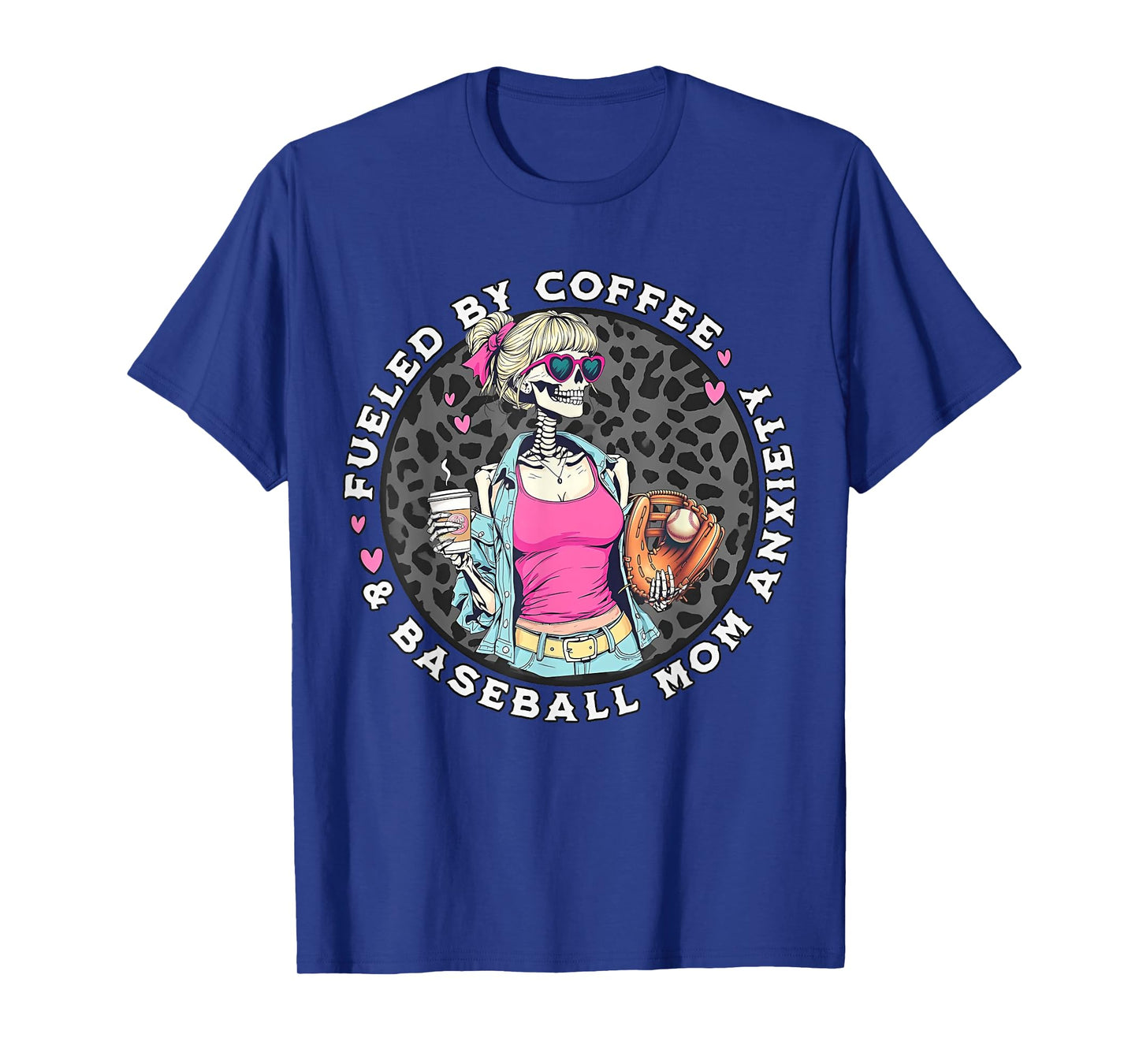 Fueled by Iced Coffee and Baseball Mom Anxiety Coffee Lover T-Shirt