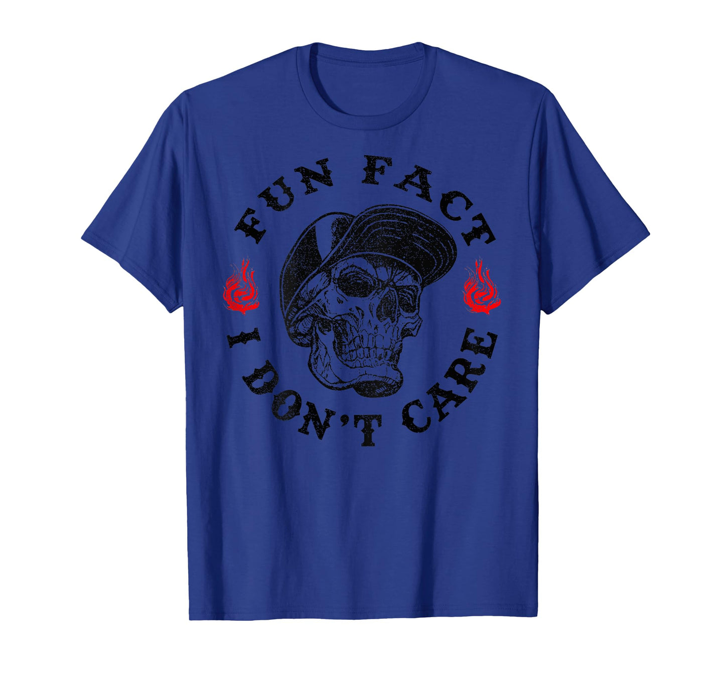 Fun Fact I Don't Care Funny Skeleton Sarcastic (ON BACK) T-Shirt