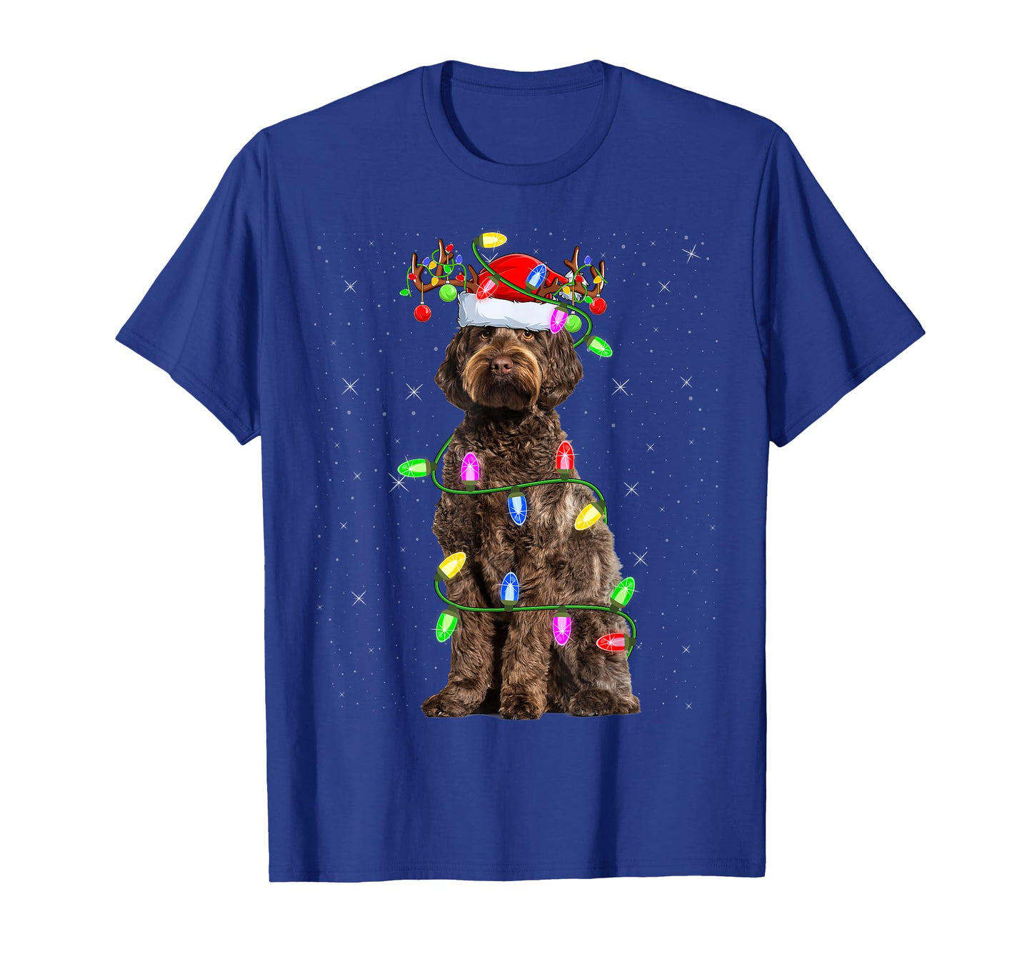 Labradoodle Dog Xmas Lighting Santa Labradoodle Christmas Men Women Kids T-Shirt