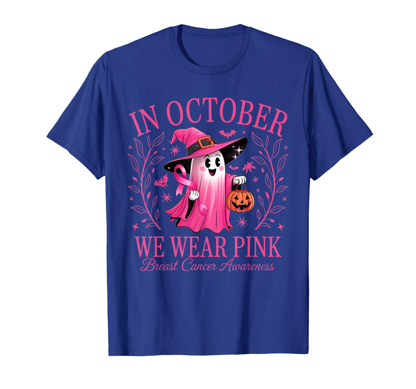In October We Wear Pink Breast Cancer Awareness Halloween T-Shirt