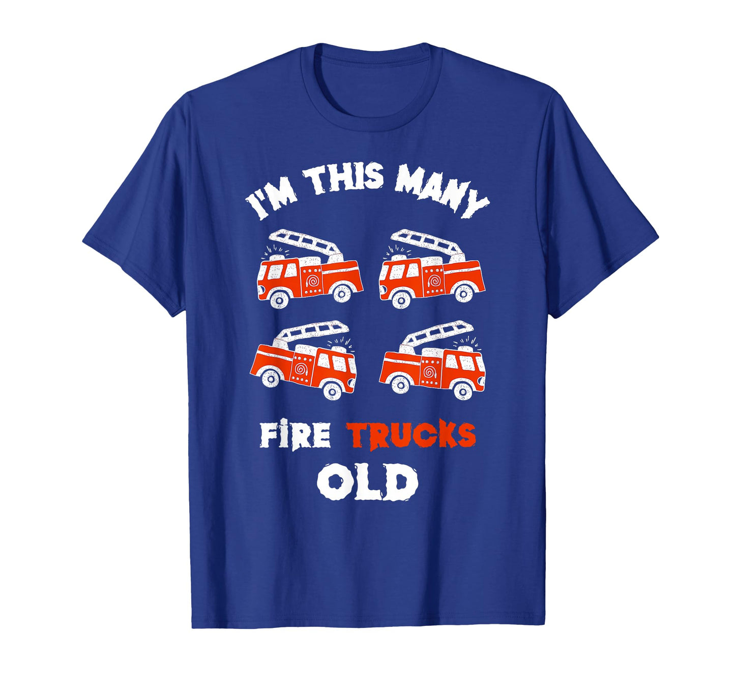 Funny Firefighter I'm 4 Fire Trucks Old 4th Birthday Kids T-Shirt