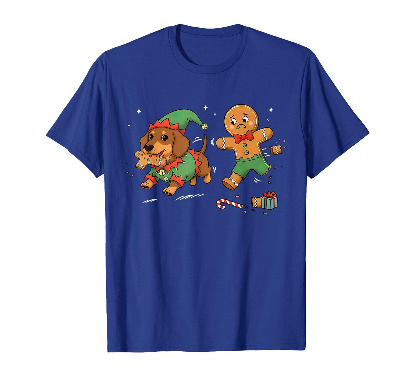 Dachshund Dog Christmas Chasing Gingerbread Dog Mom Weenie T-Shirt