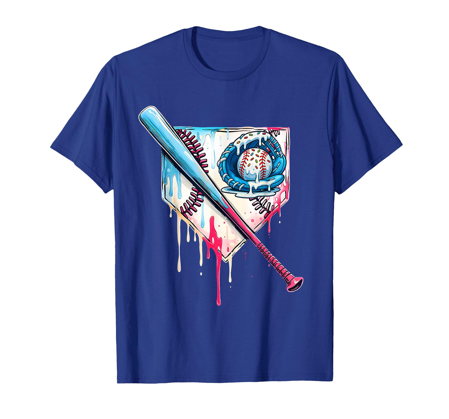 Baseball Home Plate Dripping Ice Cream Drip Youth Boys T-Shirt