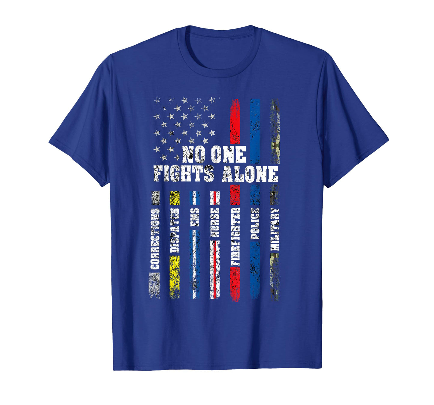 American Flag Thin Line Police Fire Military Nurse Responder T-Shirt Small