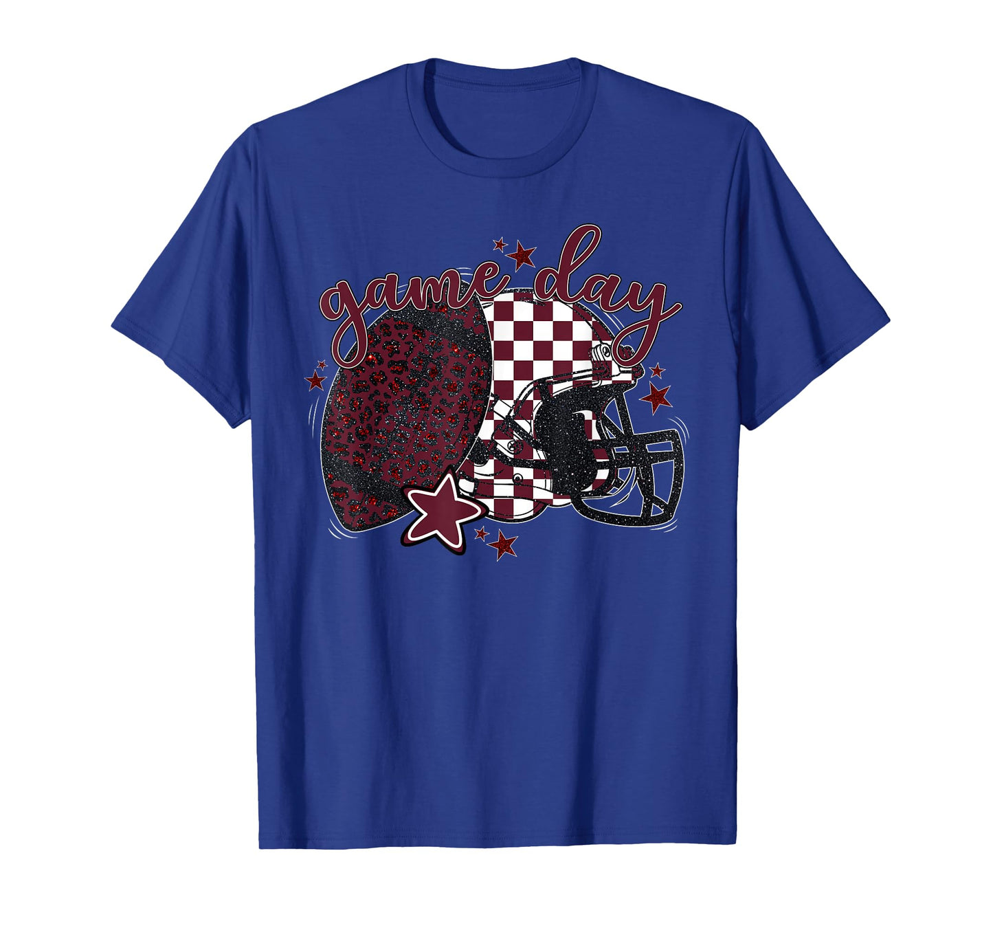 Maroon Leopard Game Day Football Touchdown Season Men Boys T-Shirt
