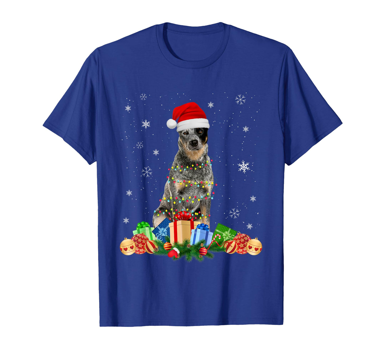 Australian Cattle Dog Christmas Lights Puppy Dog Lover T-Shirt for Men Women Kids