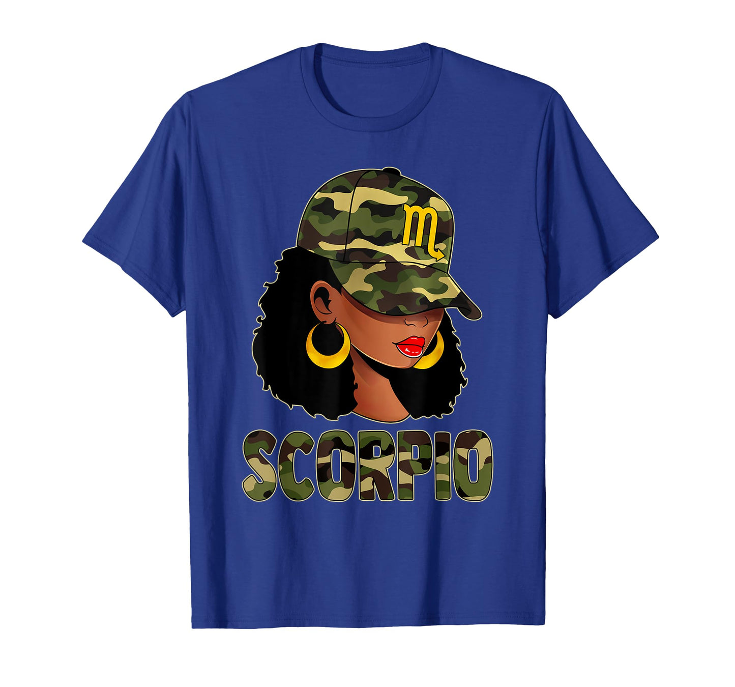 Scorpio Queen Camouflage Black Woman Cap Zodiac Sign T-Shirt