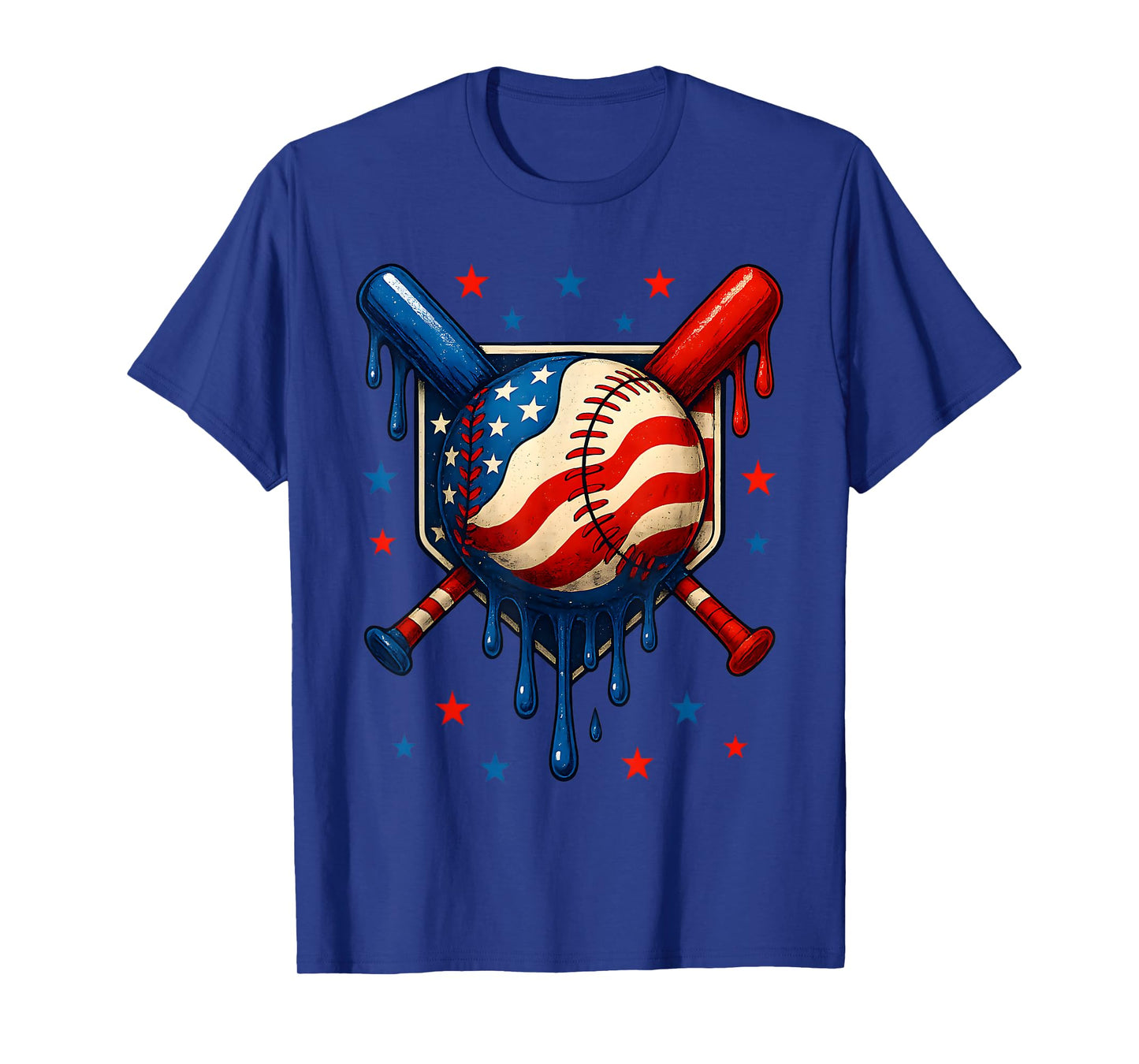 Baseball Home Plate Dripping US Flag, Ice Cream Drip Youth T-Shirt