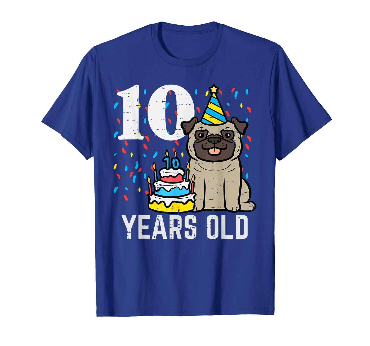 10 Years OId Dog Pug 10th Birthday Bday Party Boys Girls Kid T-Shirt
