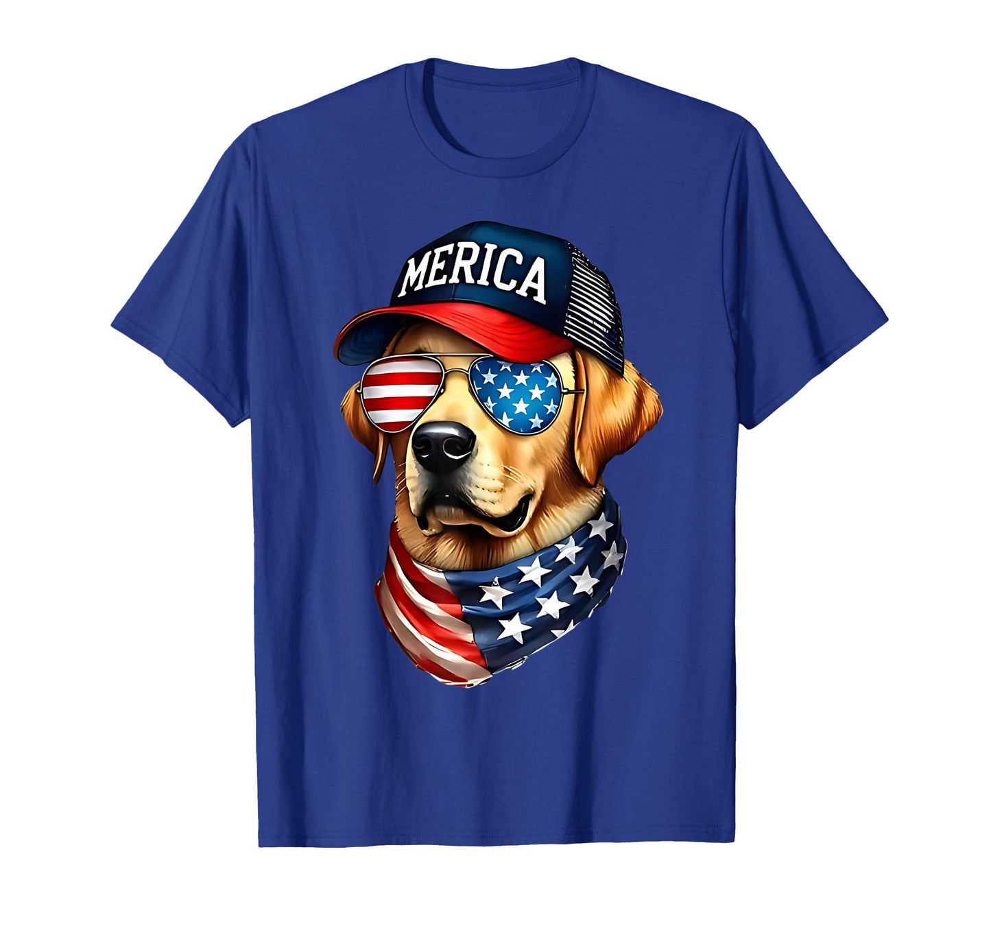Yellow Labrador Retriever 4th of July Merica USA Flag Lab T-Shirt