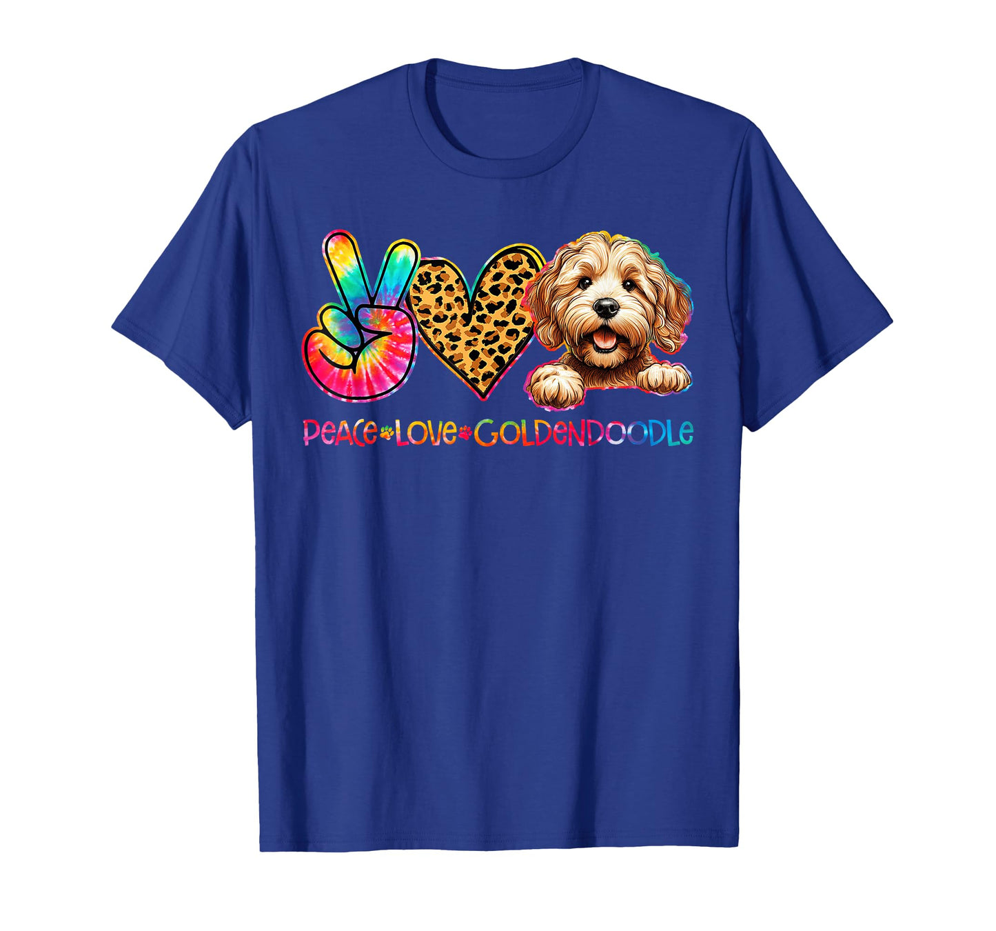 Peace Love Goldendoodle Tie Dye Dog Lover T-Shirt