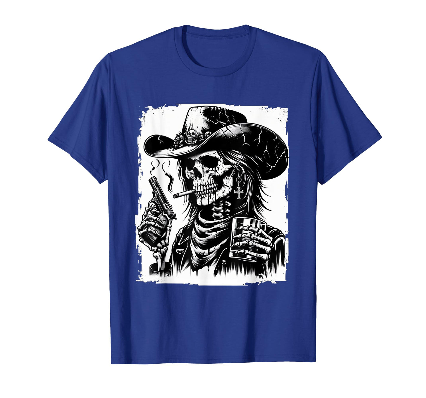 Rustic Skeleton Cowgirl Grunge Goth Skull Art Western Gothic T-Shirt