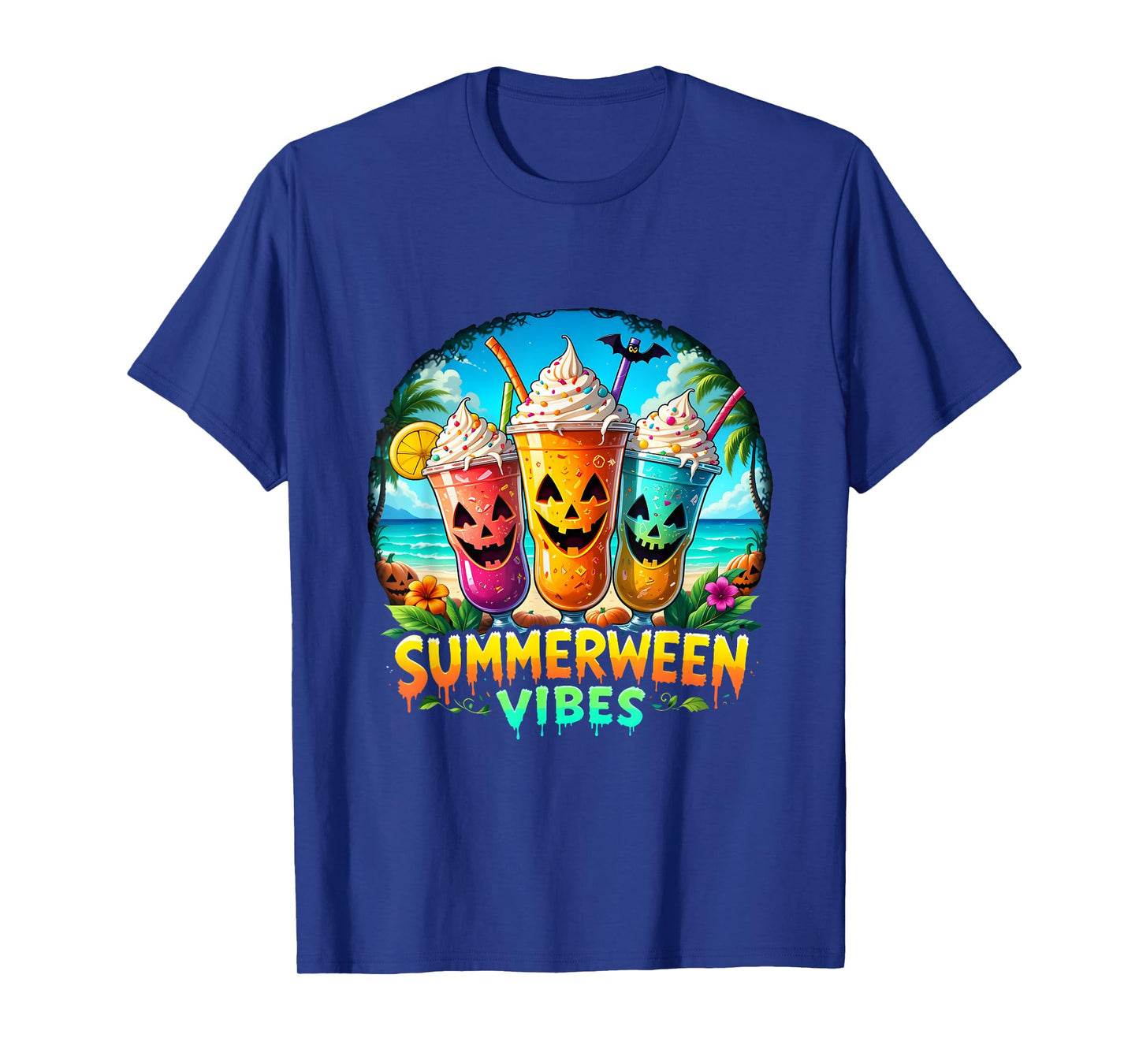 Jack-O-Lantern Summerween Vibes Skeleton Summer Watermelon T-Shirt