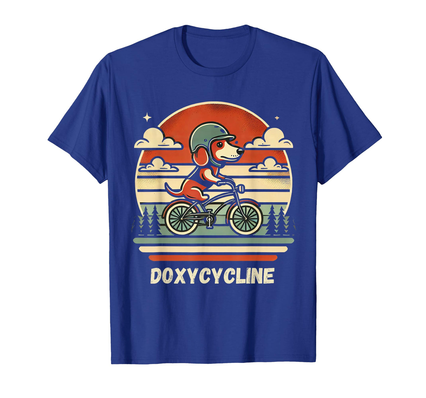 Dachshund on Bicycle Doxycycline Pharmacy Pun Dog Pharmacist T-Shirt