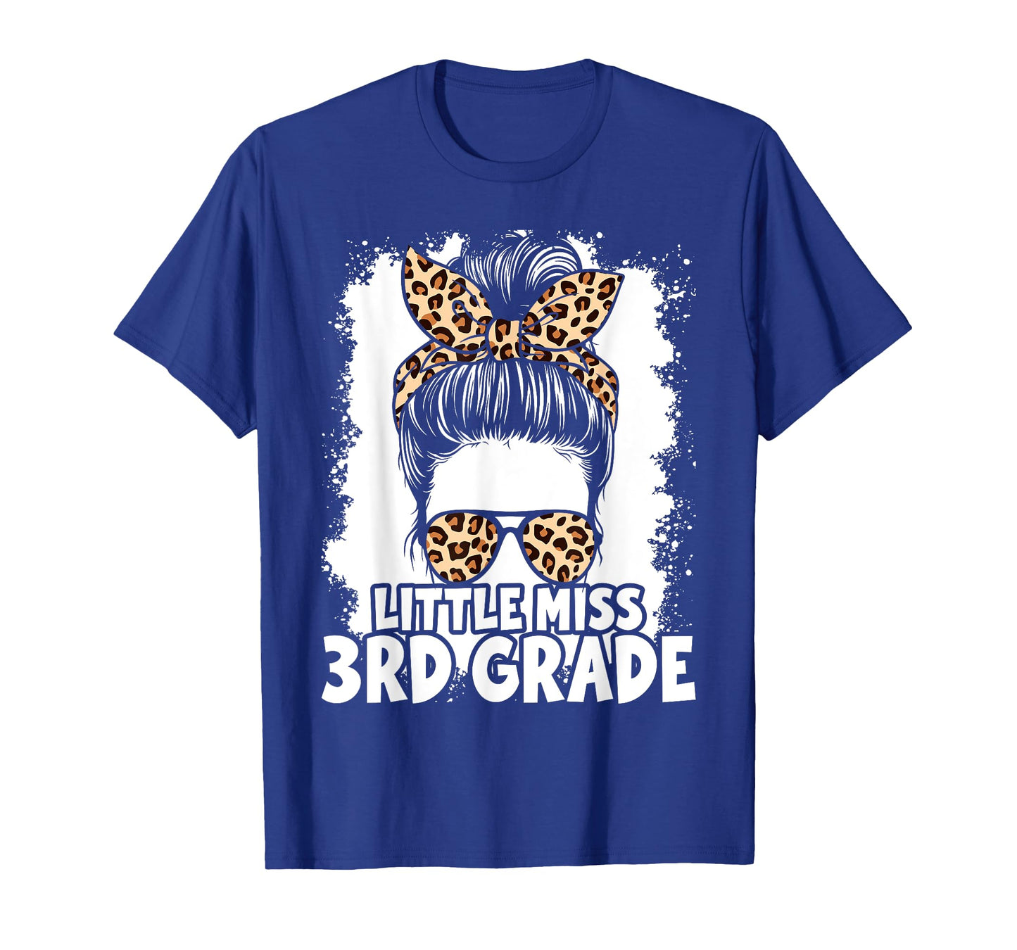 Hello 3rd Grade Messy Hair Bun Girl Leopard Back To School T-Shirt