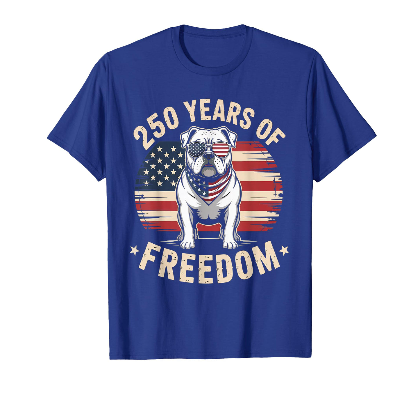 250 Years of Freedom USA Bulldog Patriotic Design T-Shirt