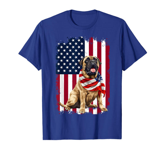 English Mastiff American Flag 4th of July English Mastiff T-Shirt