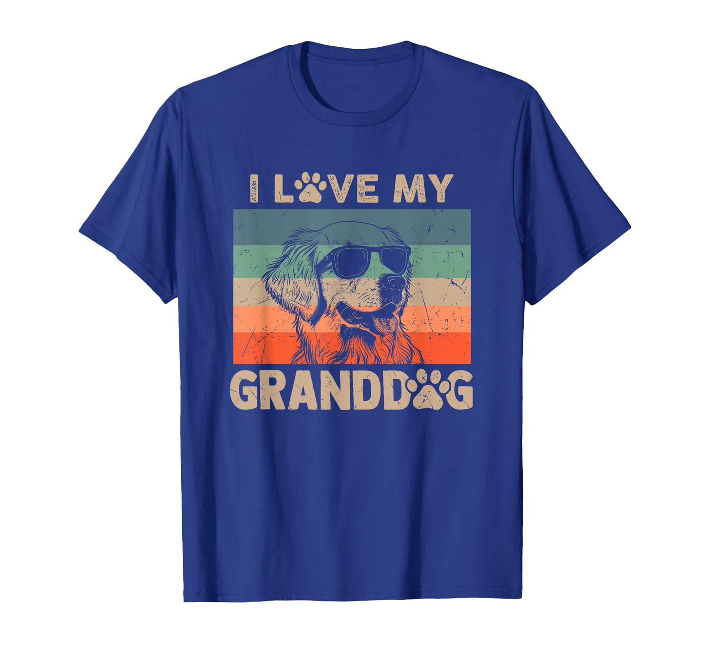 I Love My Granddog Golden Retriever Grandma Grandpa Dog Paw T-Shirt for Men Women Kids
