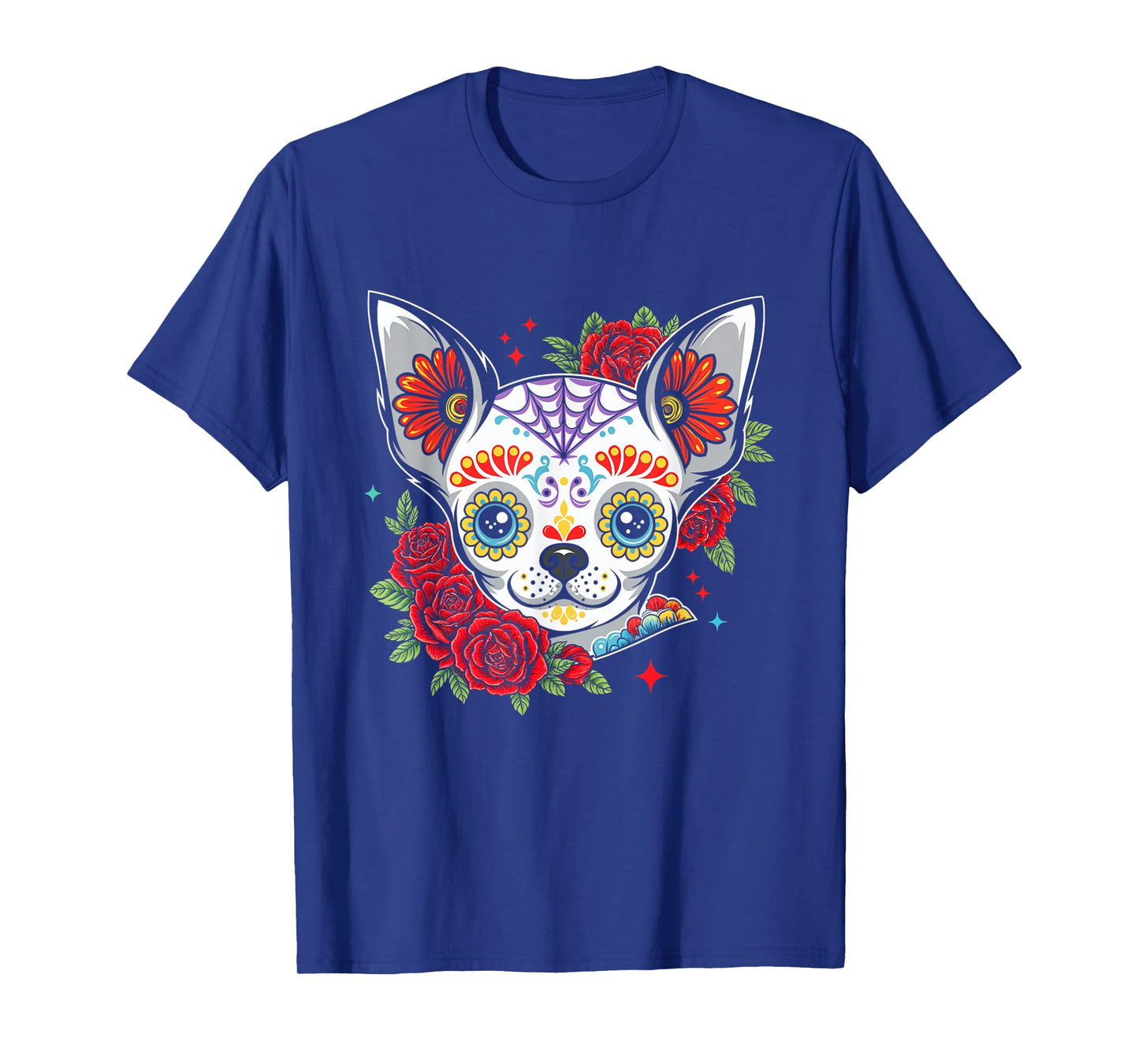Chihuahua Floral Sugar Skull Dog T-Shirt