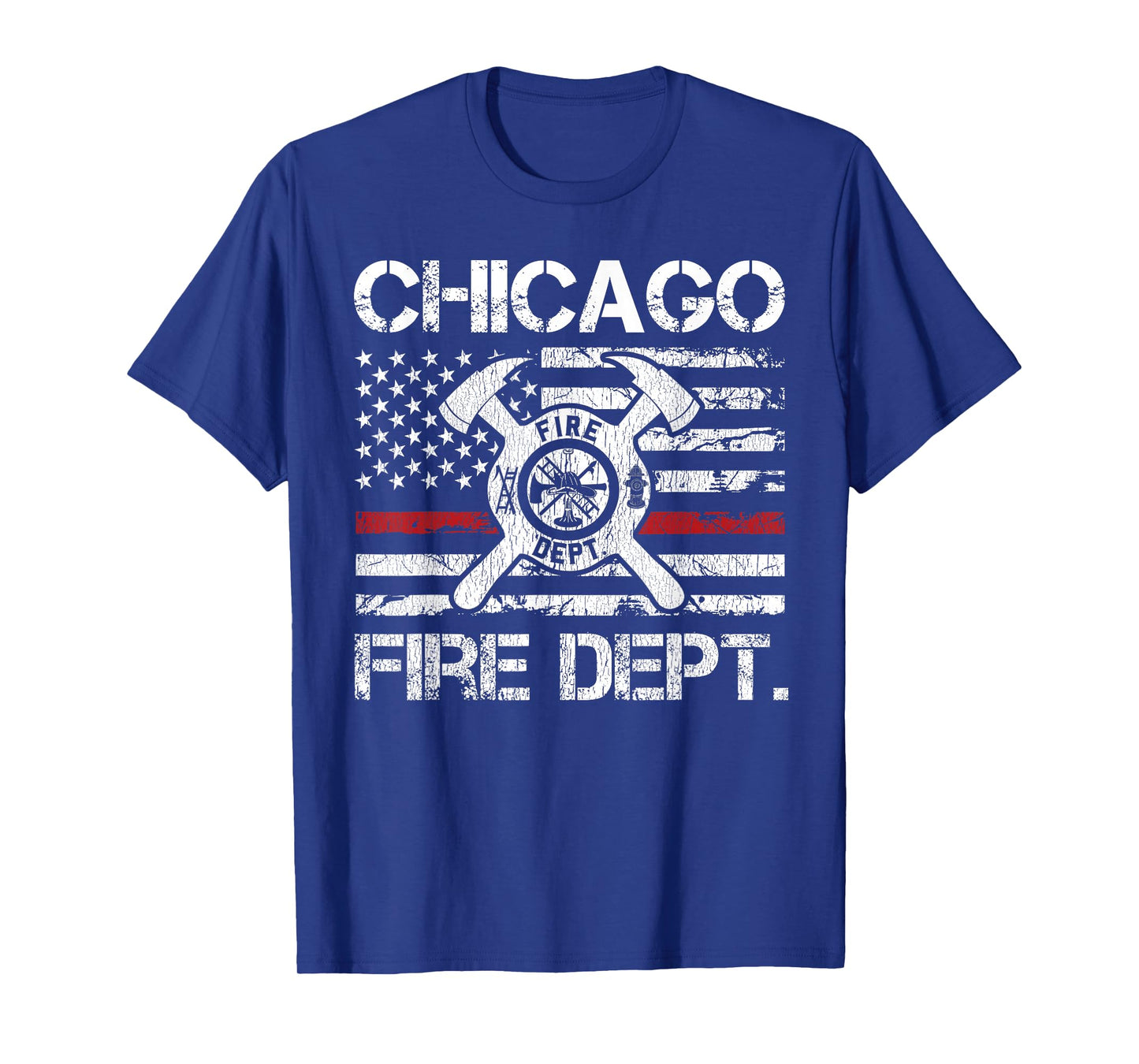 Chicago Illinois Fire Department Thin Red Line Fireman T-Shirt