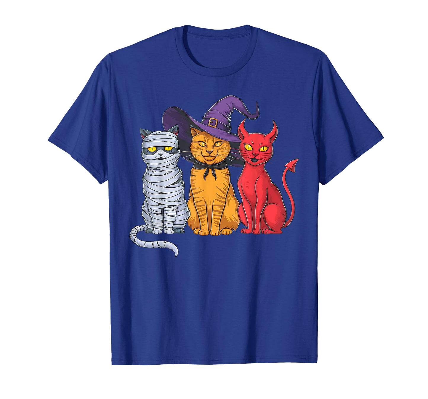 Funny Halloween Cat Trio Costume Witch Mummy Devil Cats T-Shirt