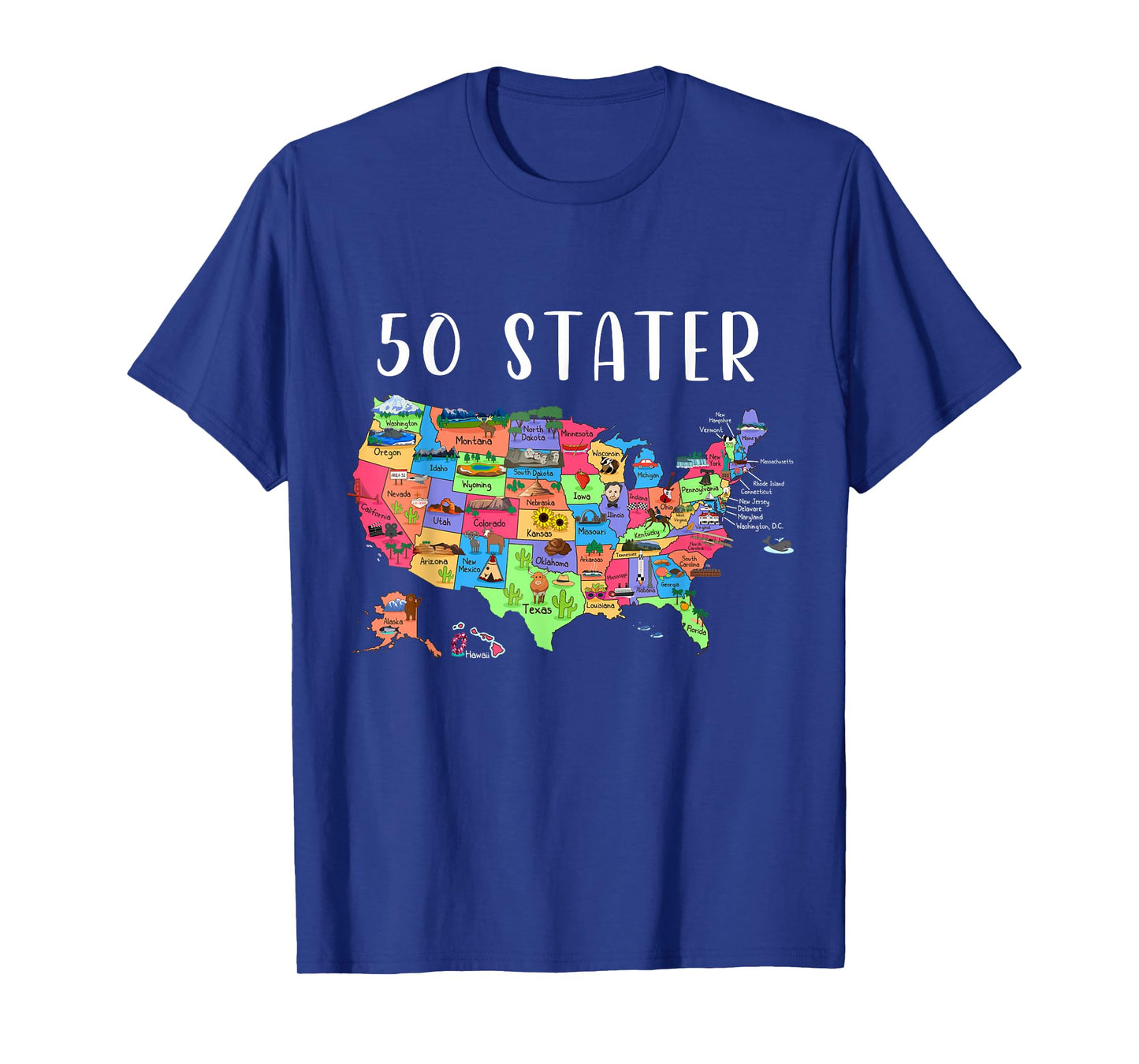 ALL50CLUB USA Travel Gift Visit 50 States Map T-Shirt, Black