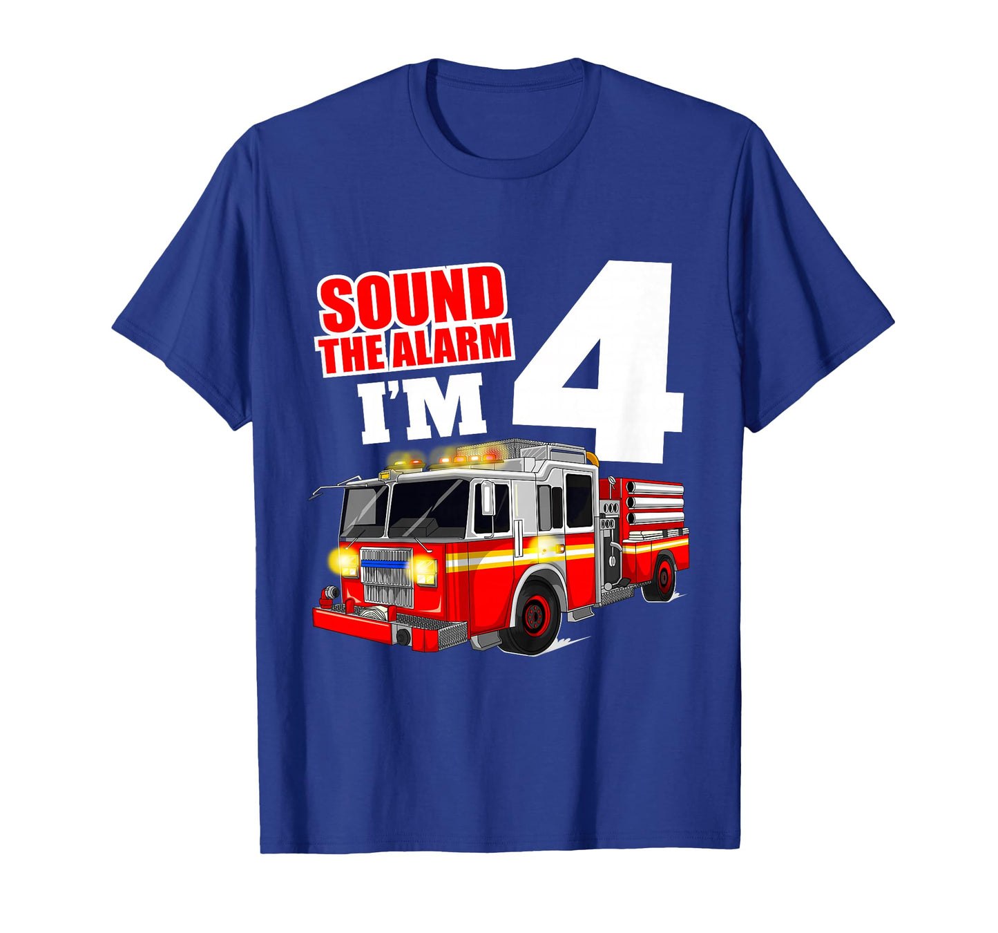 Kids Fire Truck 4th Birthday Boy Firefighter 4 Year Old T-Shirt