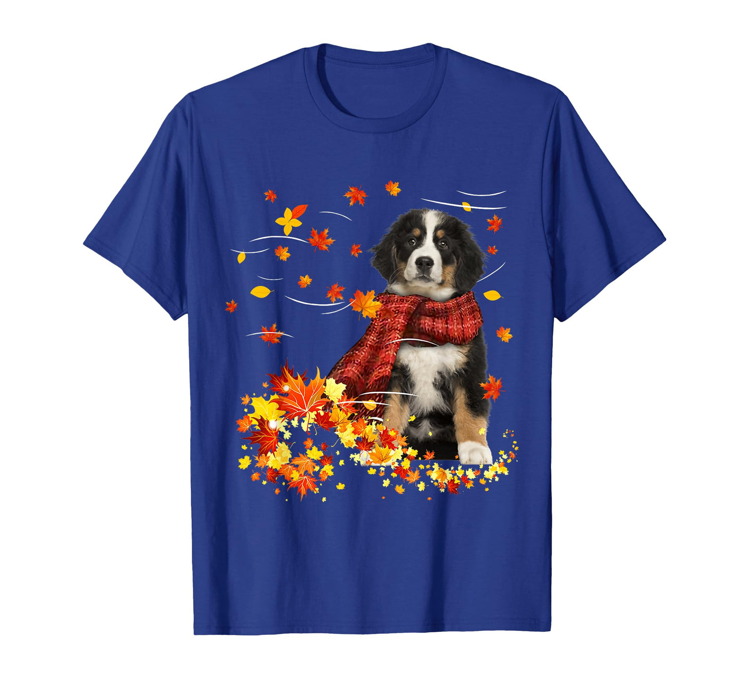 Bernese Mountain Fall Red Scarf Autumn Leaf Gift Dog Lover T-Shirt