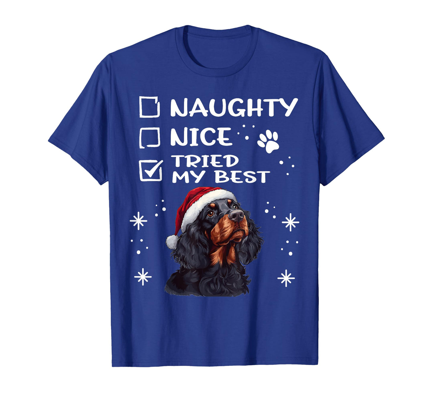 Cute Gordon Setter Dog Christmas Naughty Nice Tried my Best T-Shirt