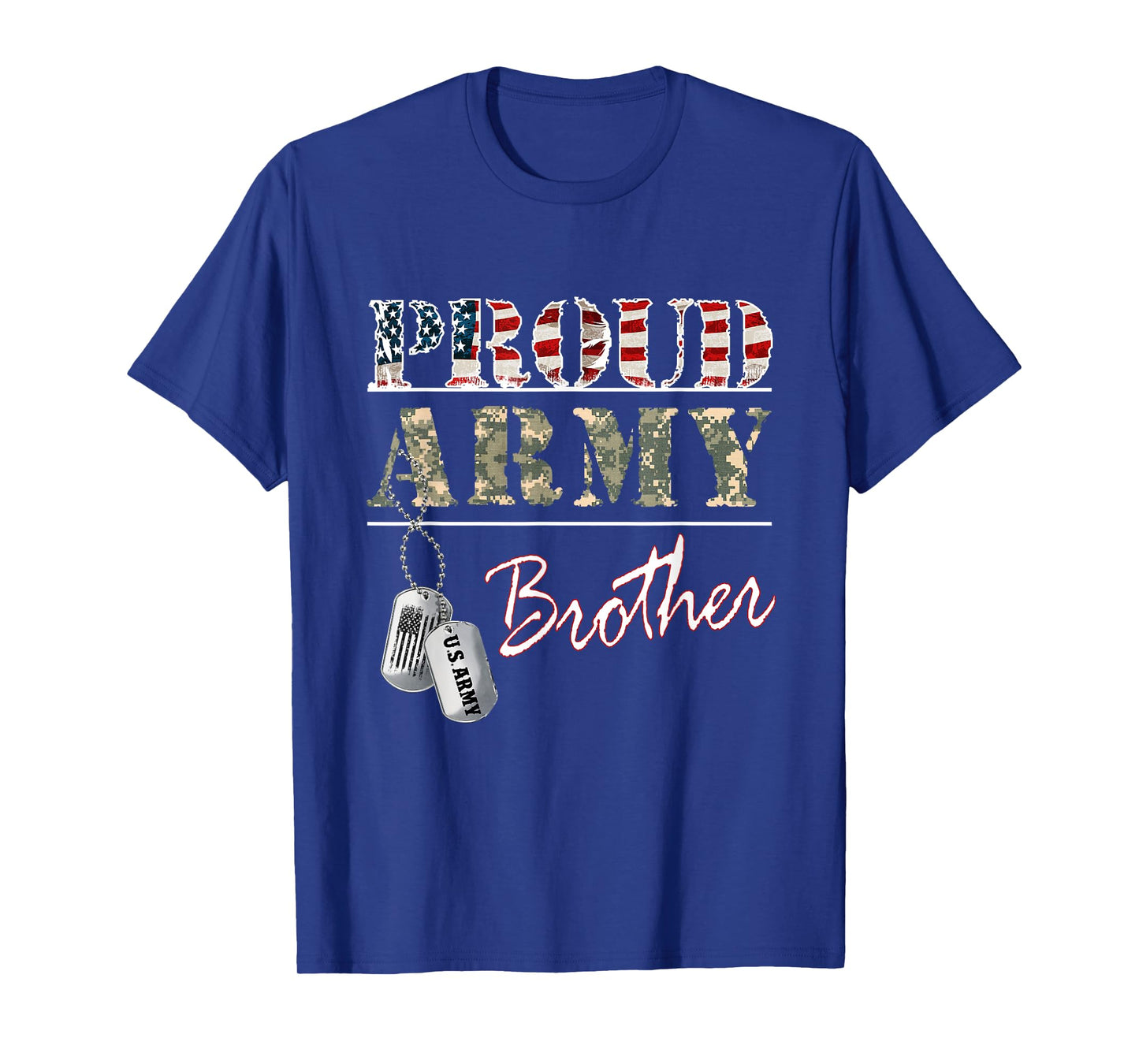Proud Army Brother American Flag Veteran Military T-Shirt