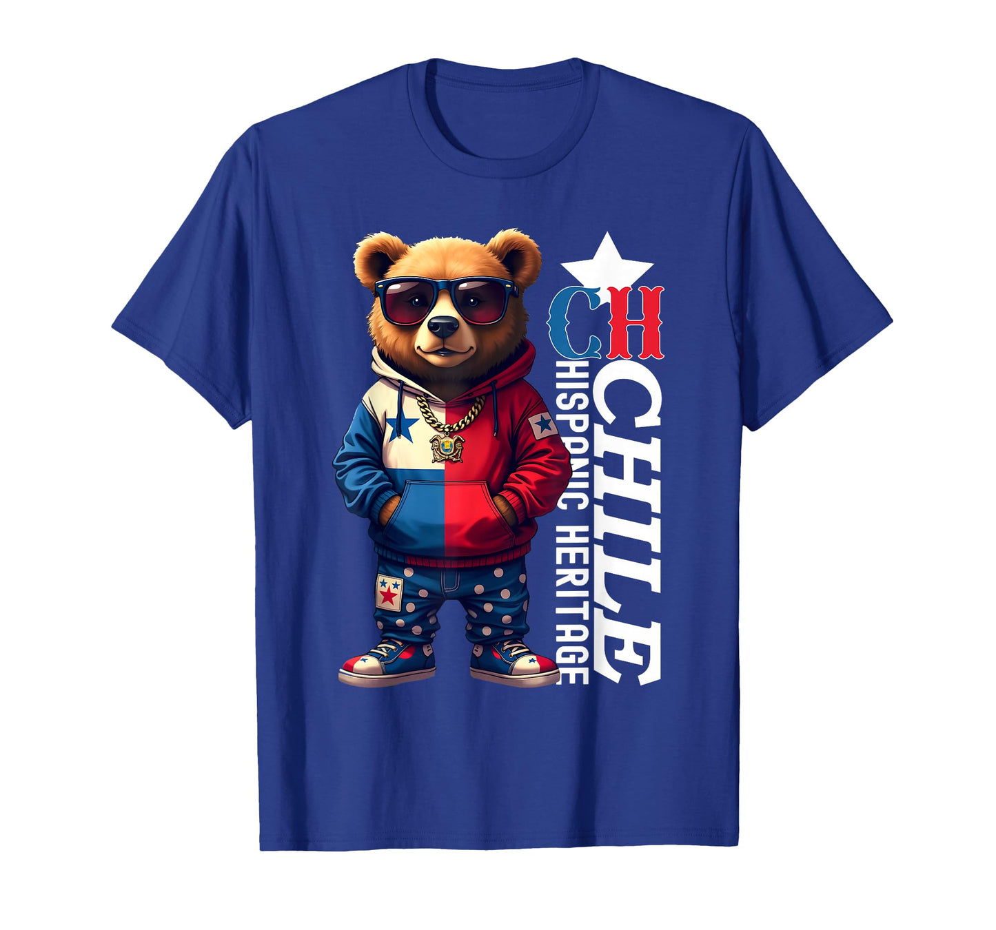 Funny Teddy Bear Chile Flag Hispanic Heritage Chilean Kids T-Shirt