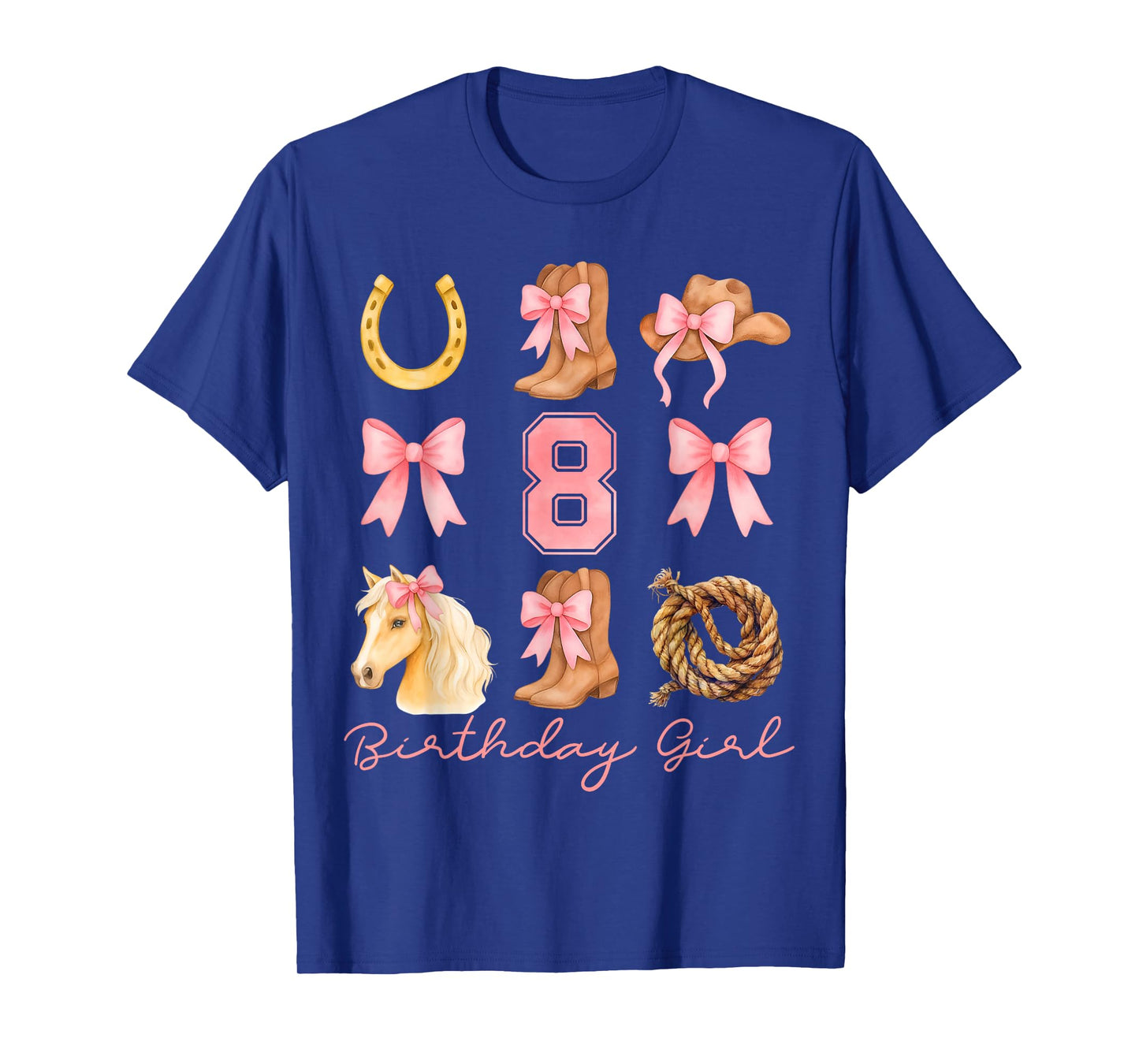 Coquette Bow 8th Birthday Girl Cowgirl 8 Year Old Western T-Shirt