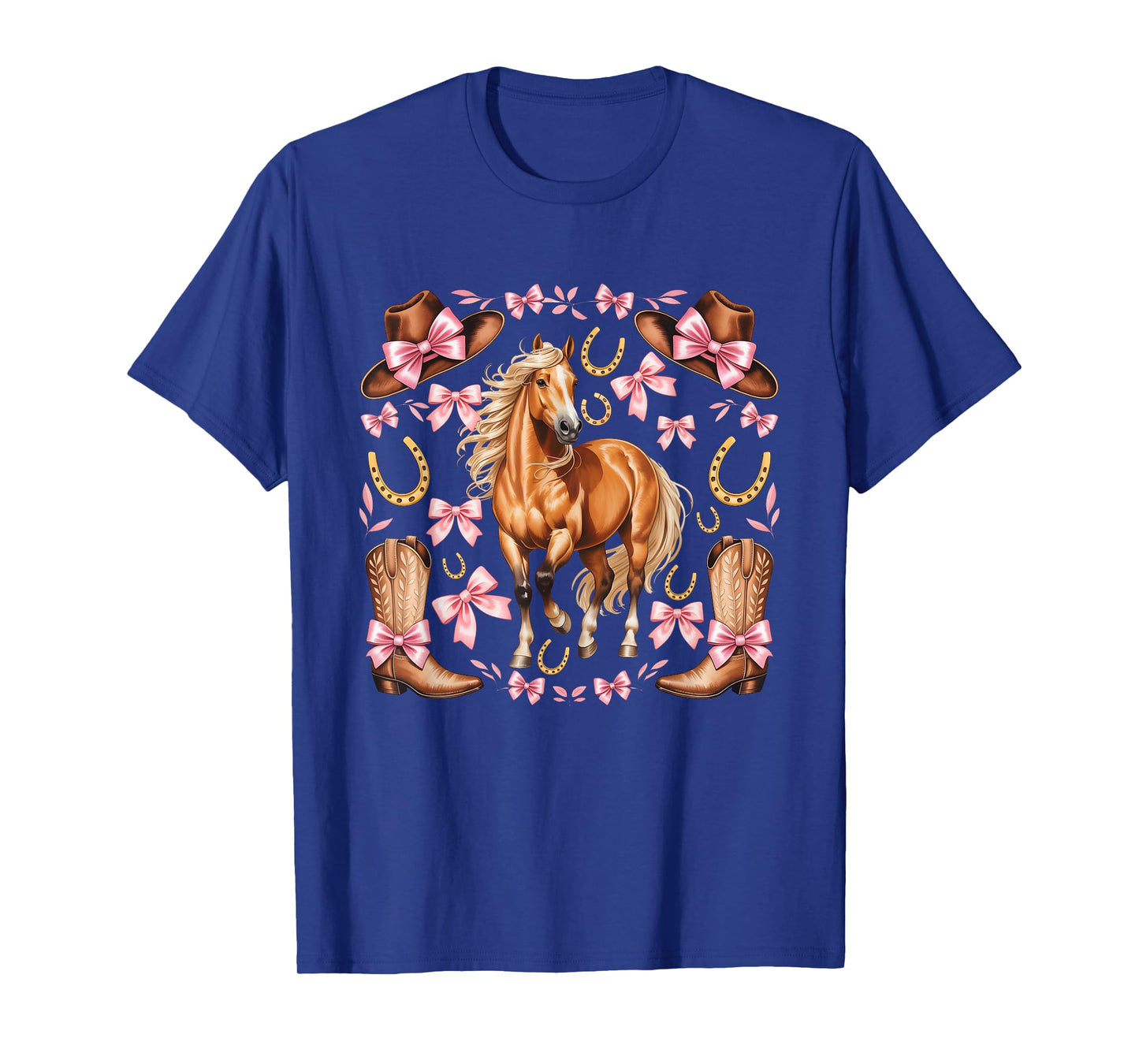 Western Girl Country Rodeo Pink Cowgirl Horse Coquette Bow T-Shirt
