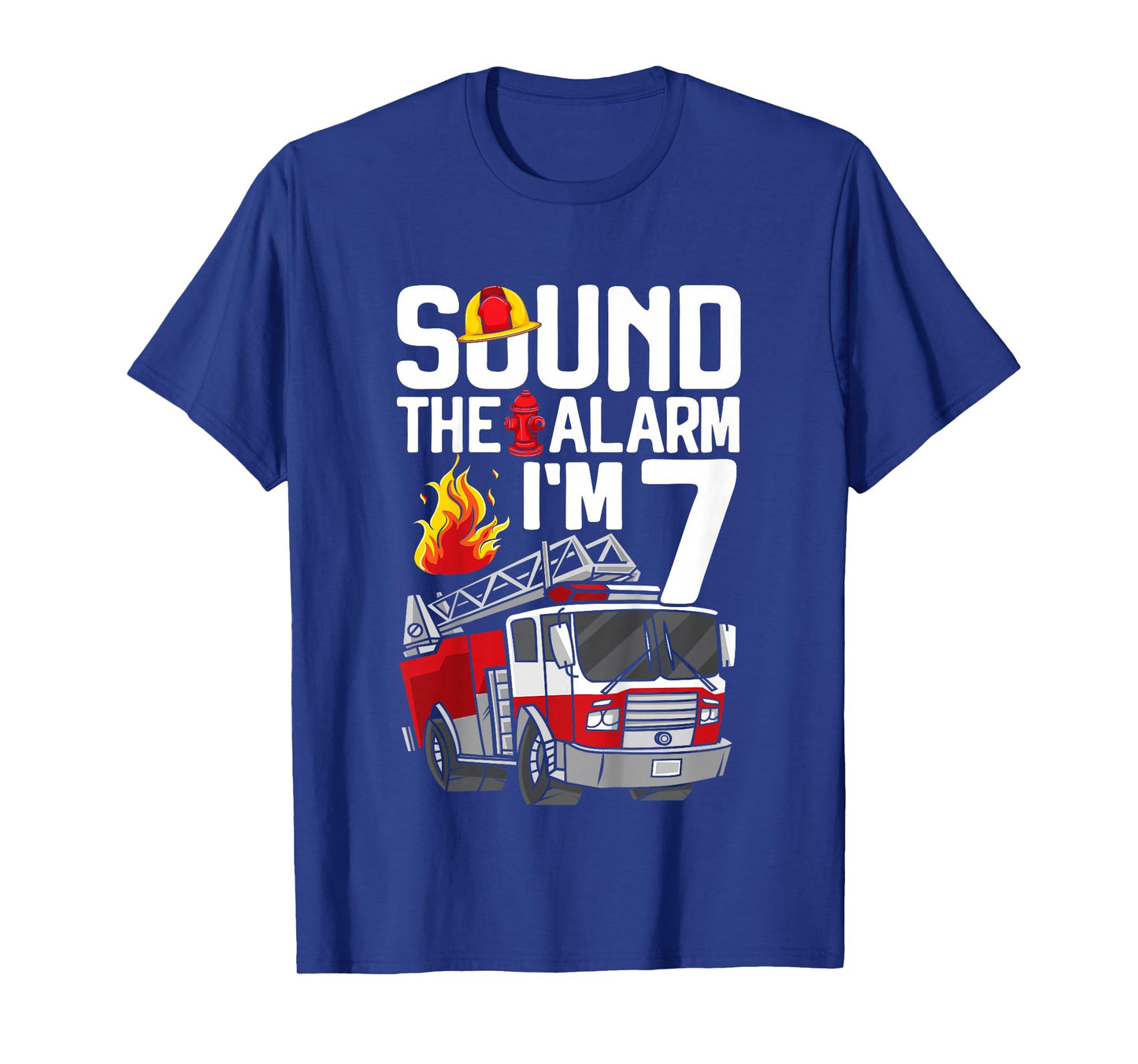 Kids 7 Years Old Firefighter 7th Birthday Boy Fire Truck Toddler T-Shirt