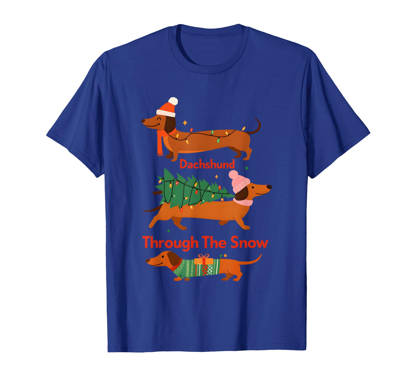 Funny Dachshund Through The Snow Cute Christmas T-Shirt