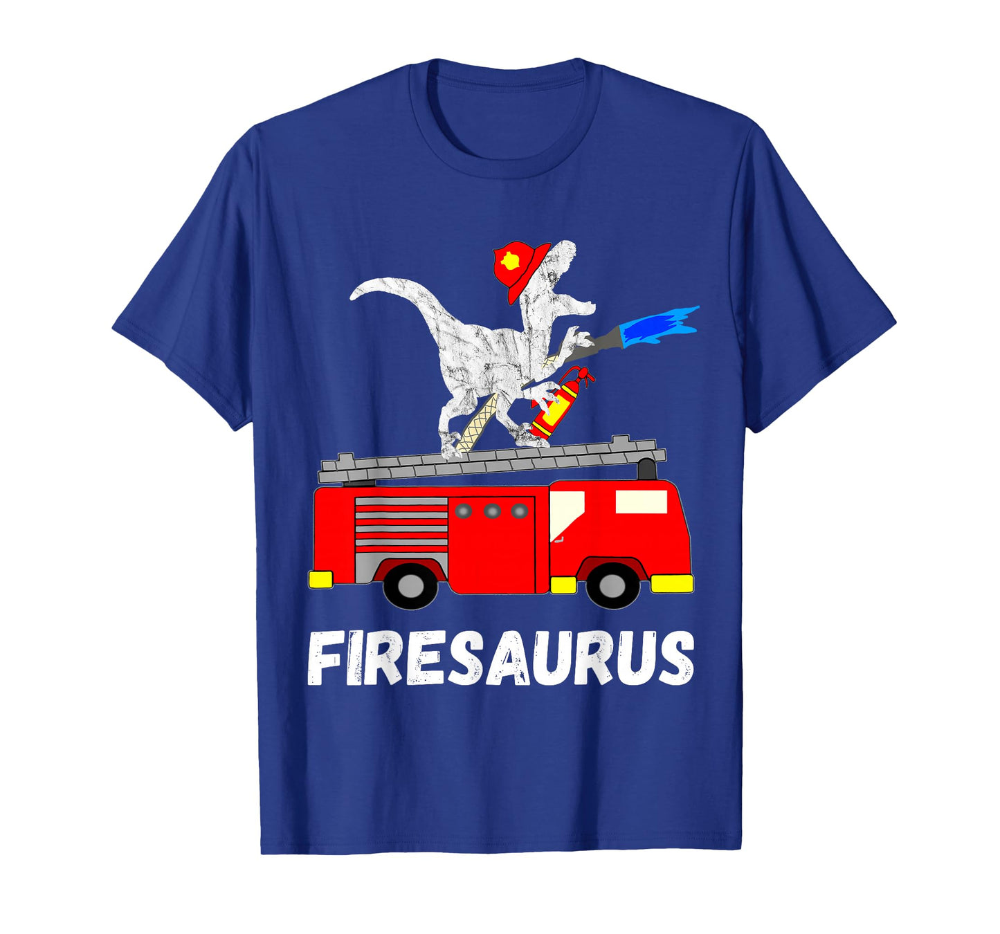 Fire Fighter Saurus Firetruck Fireman Dinosaur T Rex T-Shirt