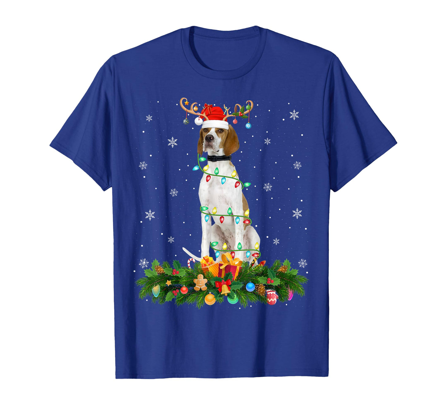 English Pointer Lover Reindeer Hat English Pointer Christmas T-Shirt